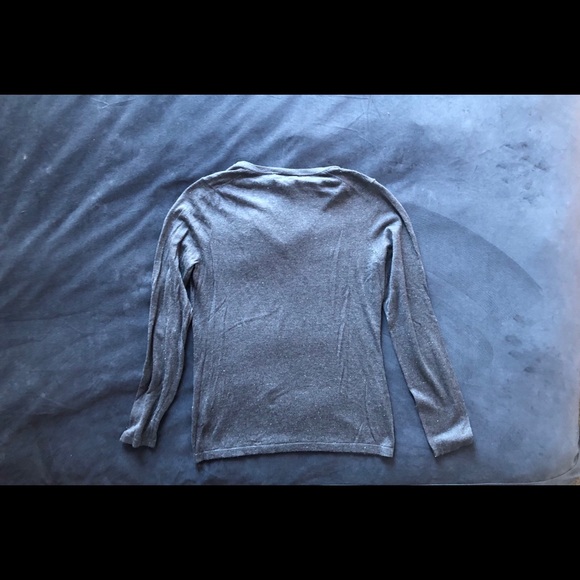 Banana Republic gray lurex sparkle v-neck sweater - Picture 2 of 4